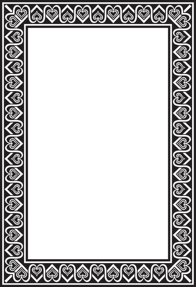 square european black monochrome ornament. Rectangular pattern, circle, ring of the Middle Ages. Revival border. Decorations of palaces and churche vector