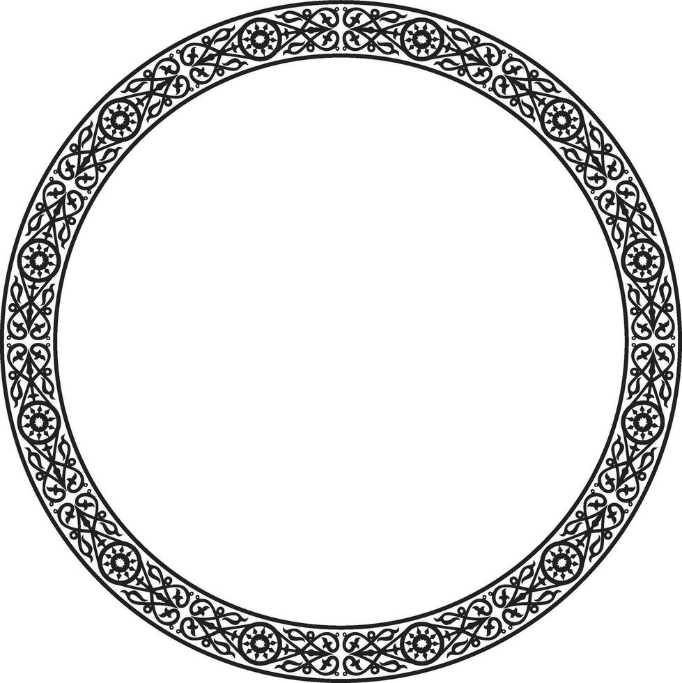 monochrome black round Yakut ornament. Endless circle, border, frame of the northern peoples of Far East vector
