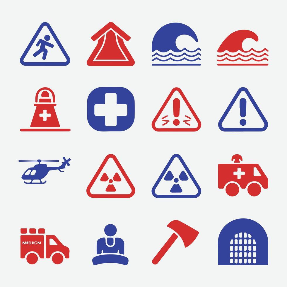 Professional Emergency Response Icons for Web and UI Design vector