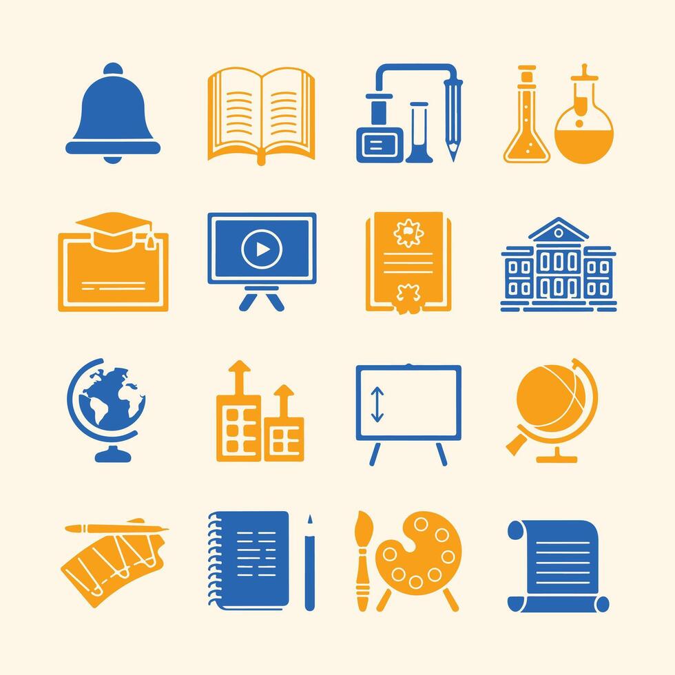 Academic Tools and Study Icons for Engaging Visual Content vector