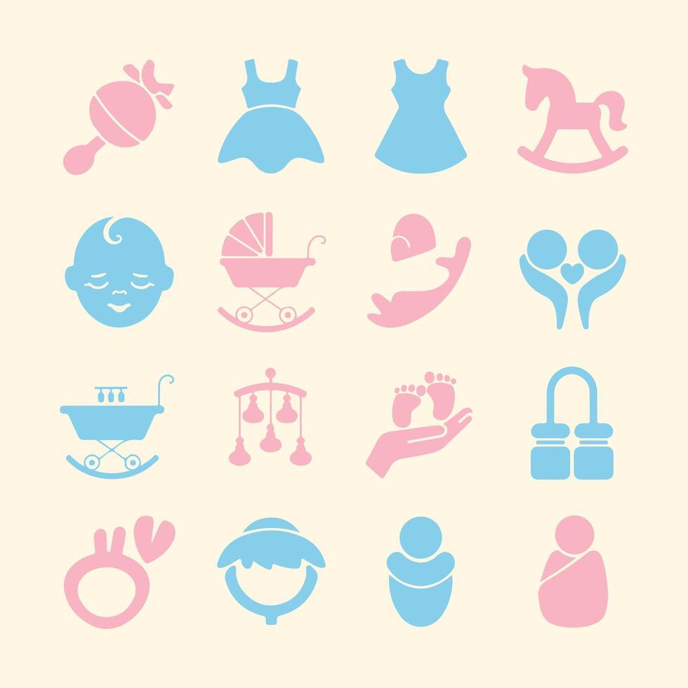 Cute Newborn and Pregnancy Symbols for Web and Print vector