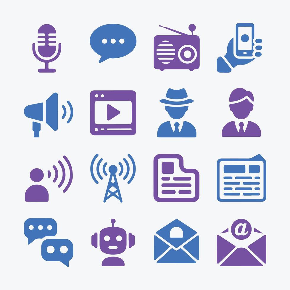 Essential Telecom and News Symbols for Web and Infographics vector