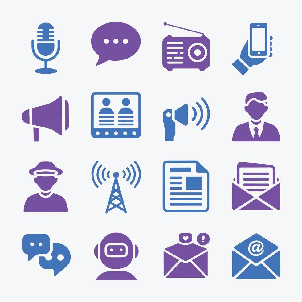 Modern Messaging and Broadcasting Icons for Apps and UI vector