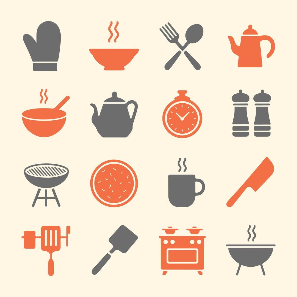 Modern Food and Recipe Icons for Web and Infographics vector