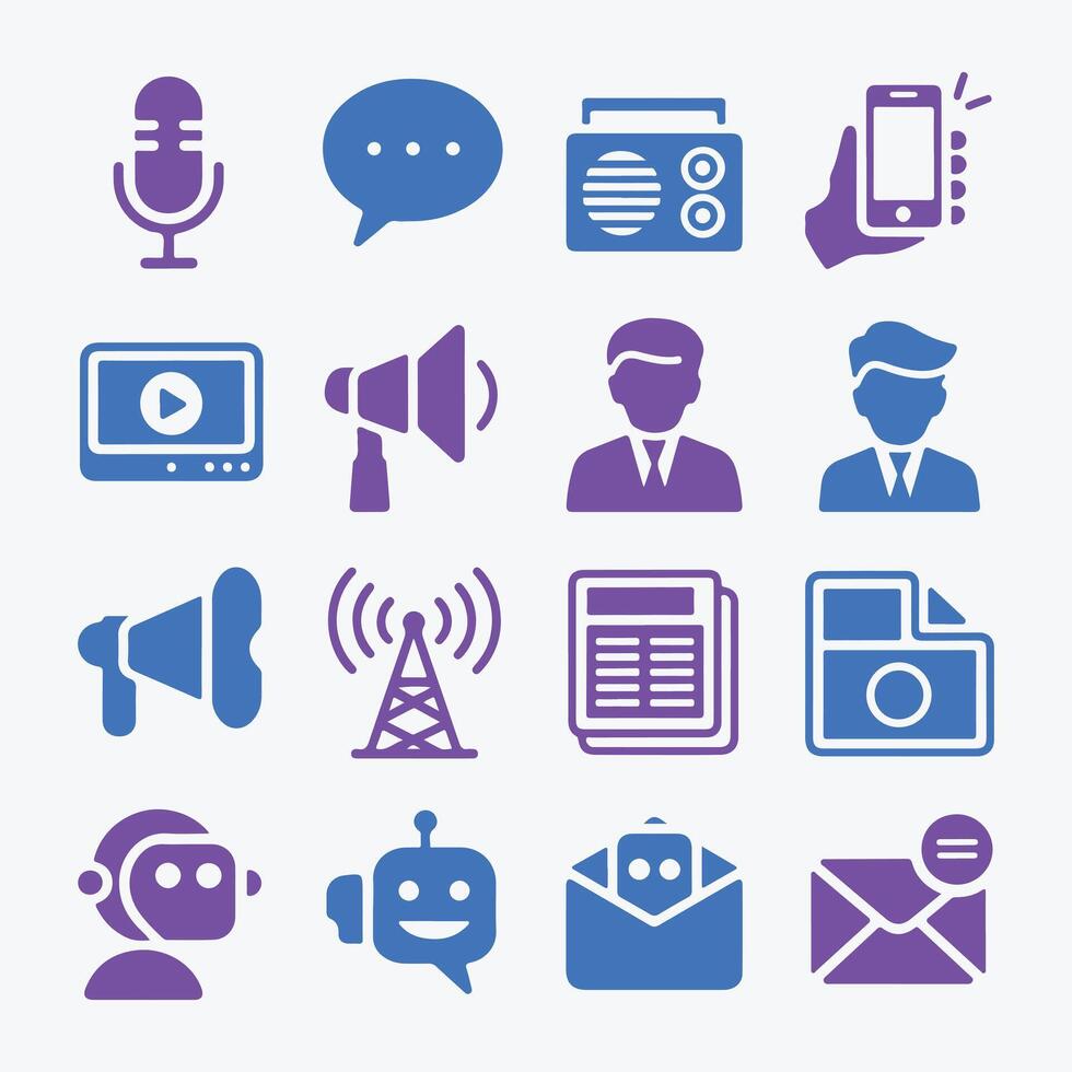 Communication and Media Icons Set for Digital use vector