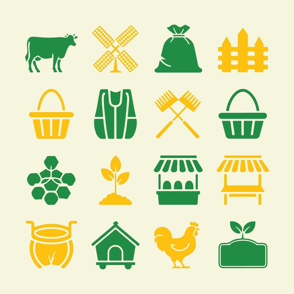 Agriculture and Farming Icons Set for Modern Digital Projects vector