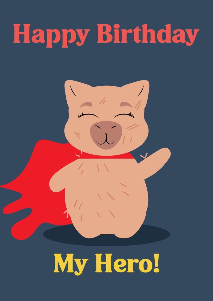 Cute cartoon capybara in a superhero vector