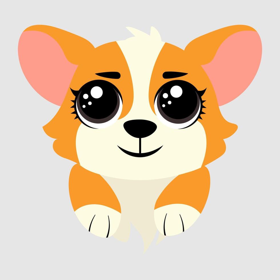 Adorable cartoon corgi with big sparkling eyes and a friendly smile vector