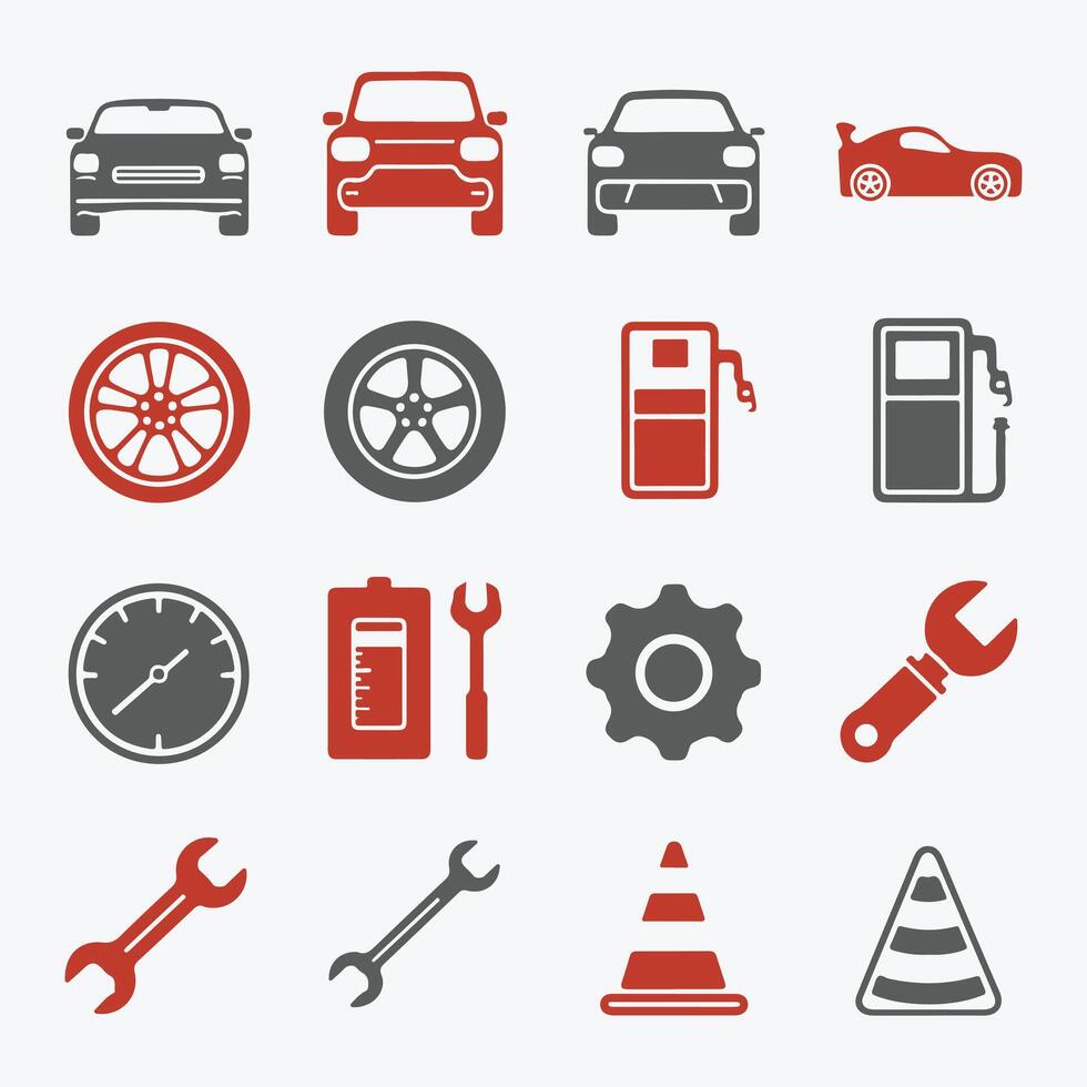 Automotive Service Icons Bold and Clear for Web and App Interfaces vector