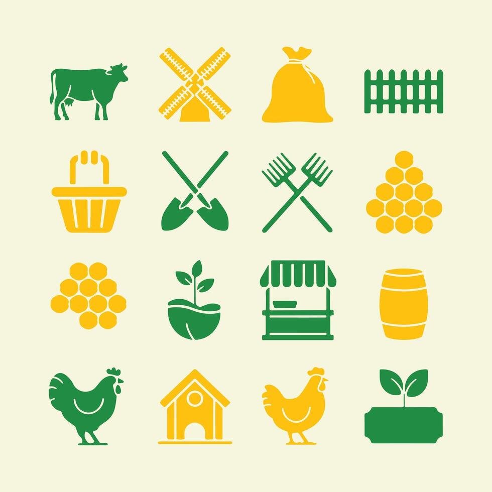 Rural Farming and Agribusiness Icons for Web and Print vector