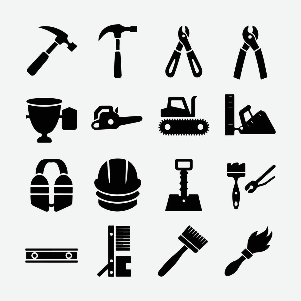 Professional Construction and Maintenance Icons for Branding and Design vector