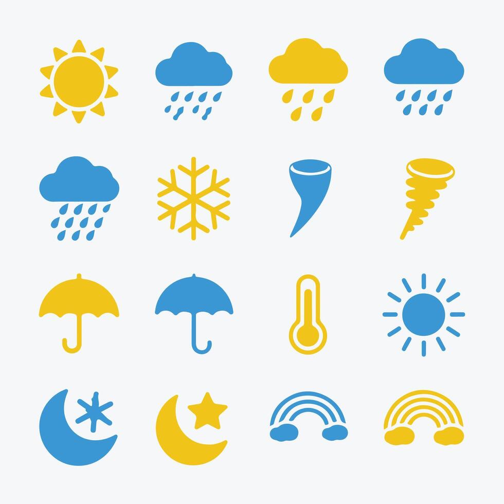 Dynamic Weather Condition Icons for Digital Projects vector