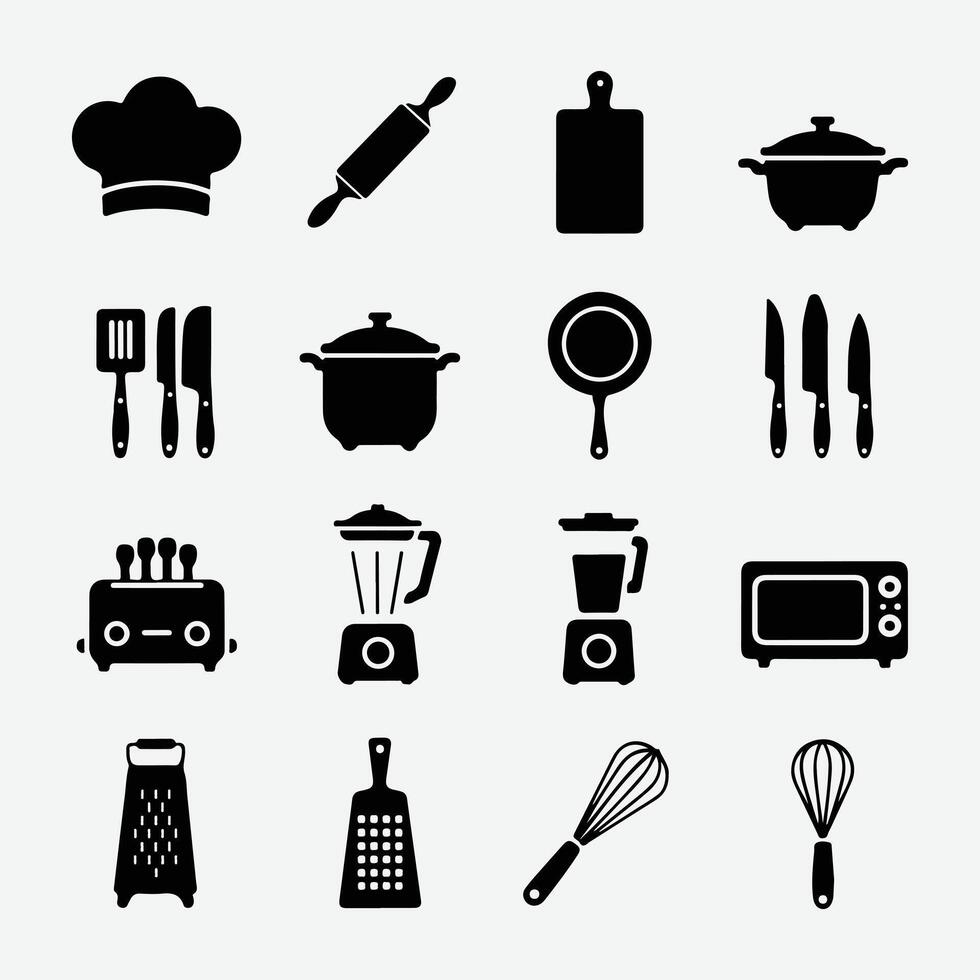 Professional Chef and Kitchenware Icons for Branding and Design vector