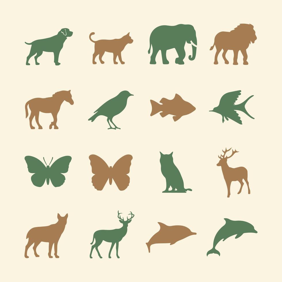 Animal Silhouette Icons Bold and Minimal for Visual Impact vector