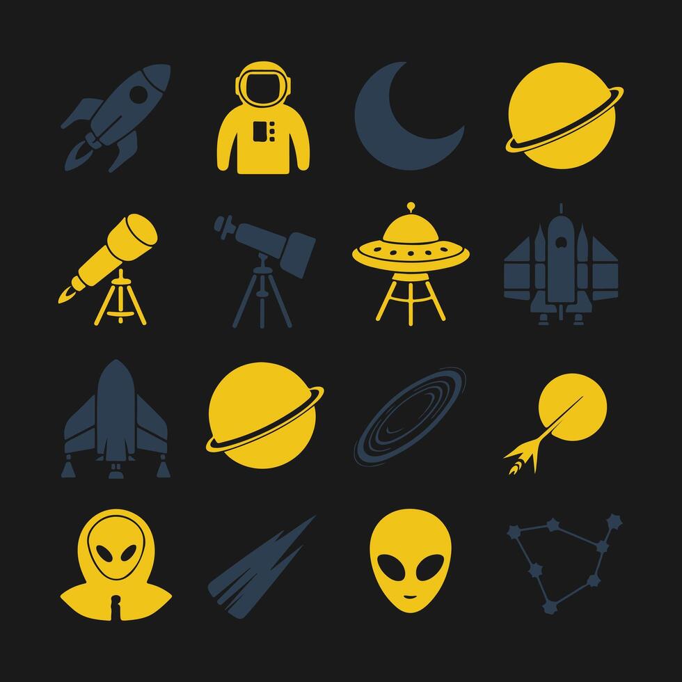 Modern Astronomy and Space Icons for Apps and Websites vector