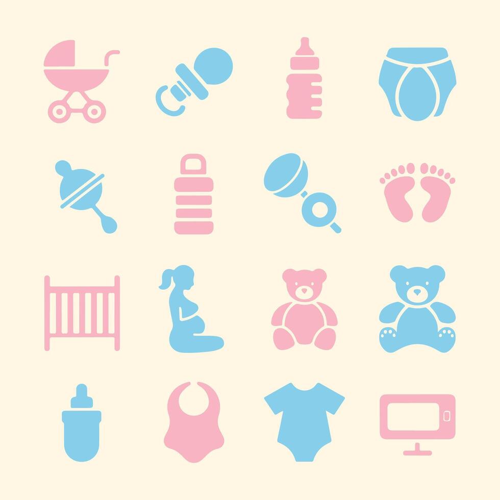 Baby and Maternity Icons Set for Digital and Print Use vector