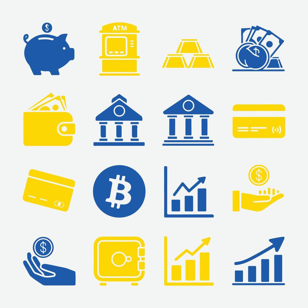 Essential Banking and Investment Icons for Infographics and UI vector
