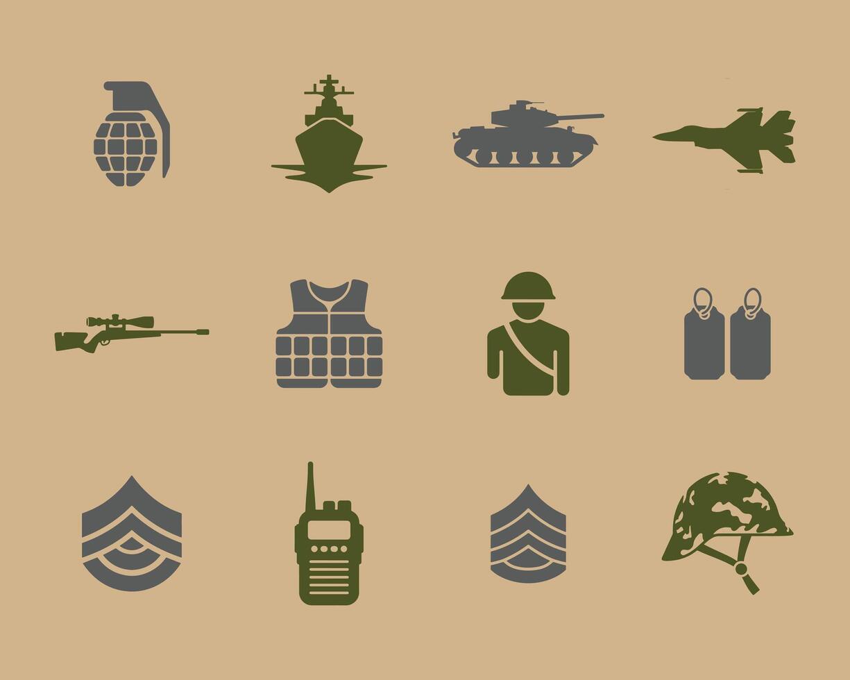 Tactical Army and Soldier Icons for Branding and Design vector