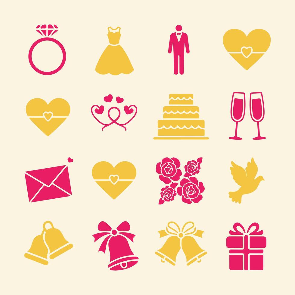 Elegant Wedding Symbols for Infographics and Branding vector