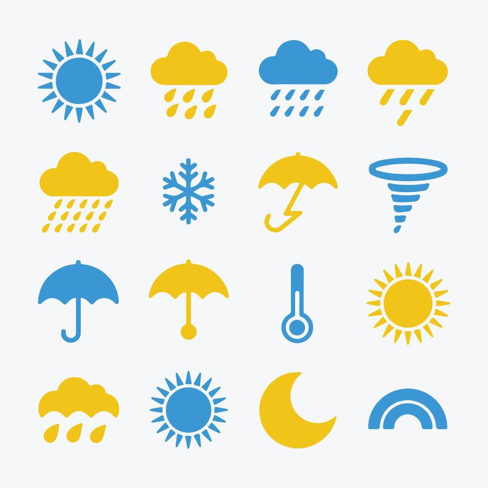 Essential Climate and Forecast Icons for Infographics and UI vector