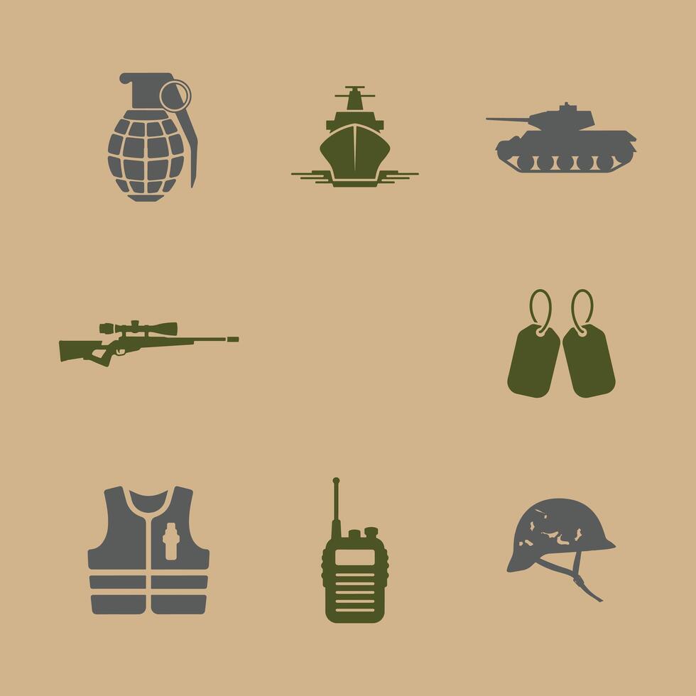 Modern Army and Defense Icons for Apps and Websites vector