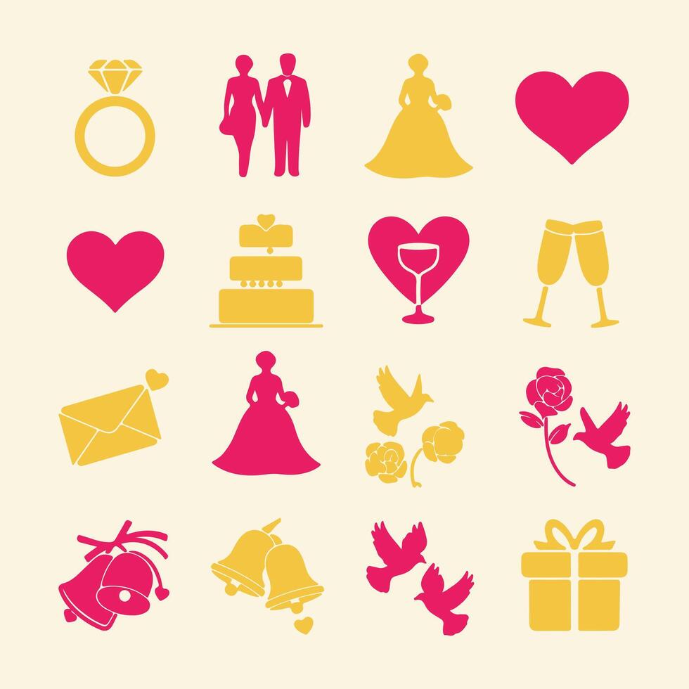 Wedding and Love Icons Set for Digital and Print Use vector
