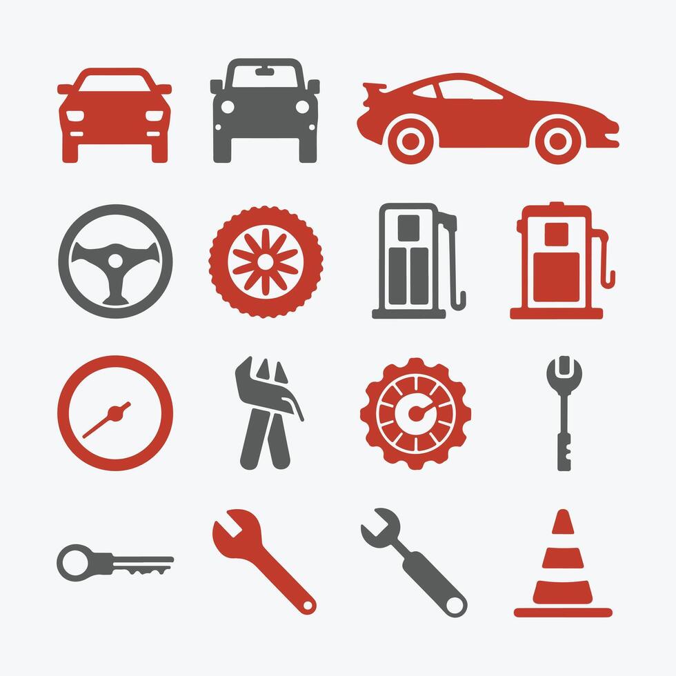 Automotive Service Icons Sleek and Professional for Mechanics and Garages vector