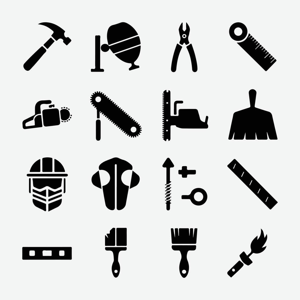 Construction and Tools Icons Set for Digital and Print Use vector