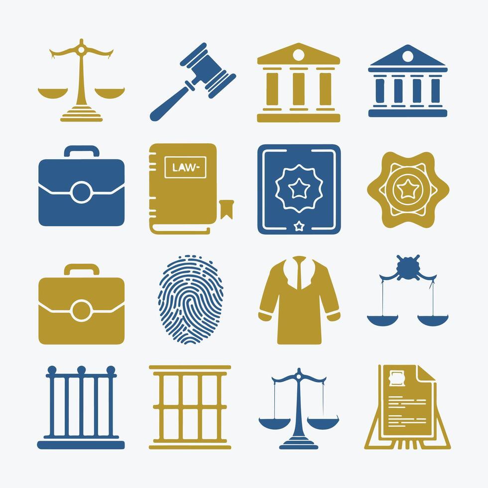 Modern Legal and Justice Icons for Apps and Websites vector