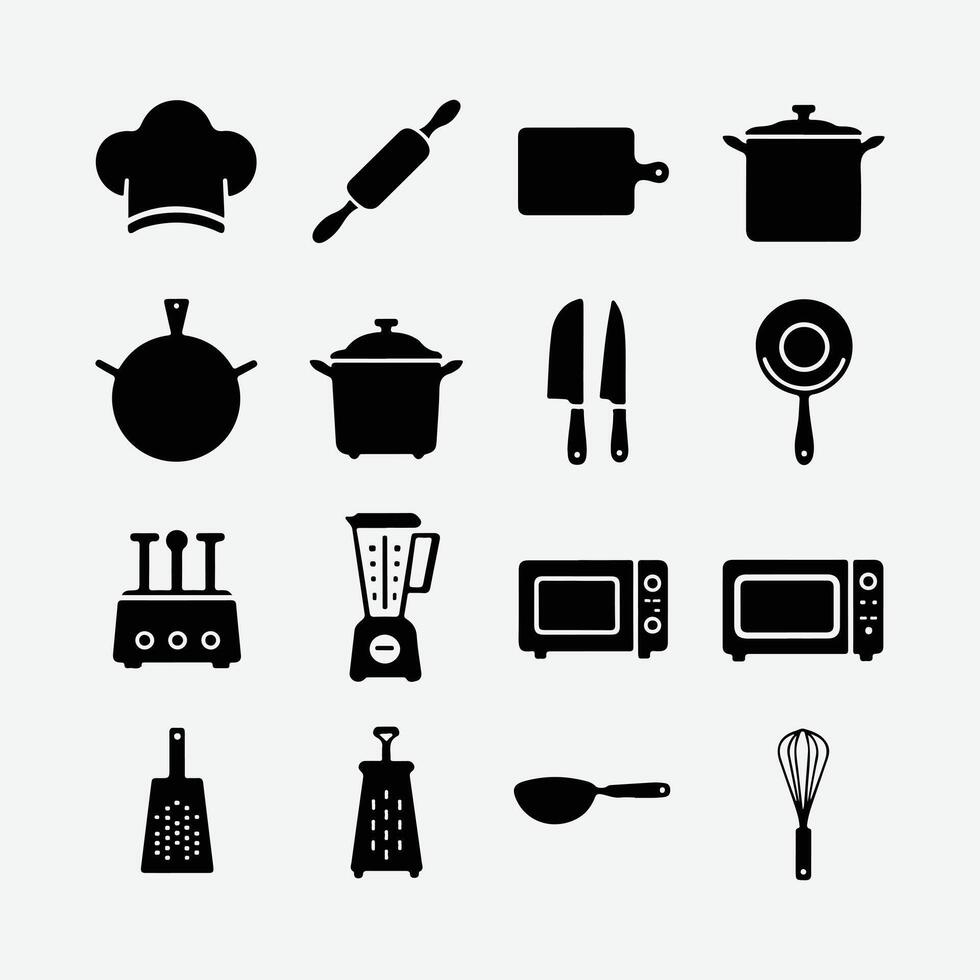 Essential Food and Cooking Symbols for Infographics and UI vector