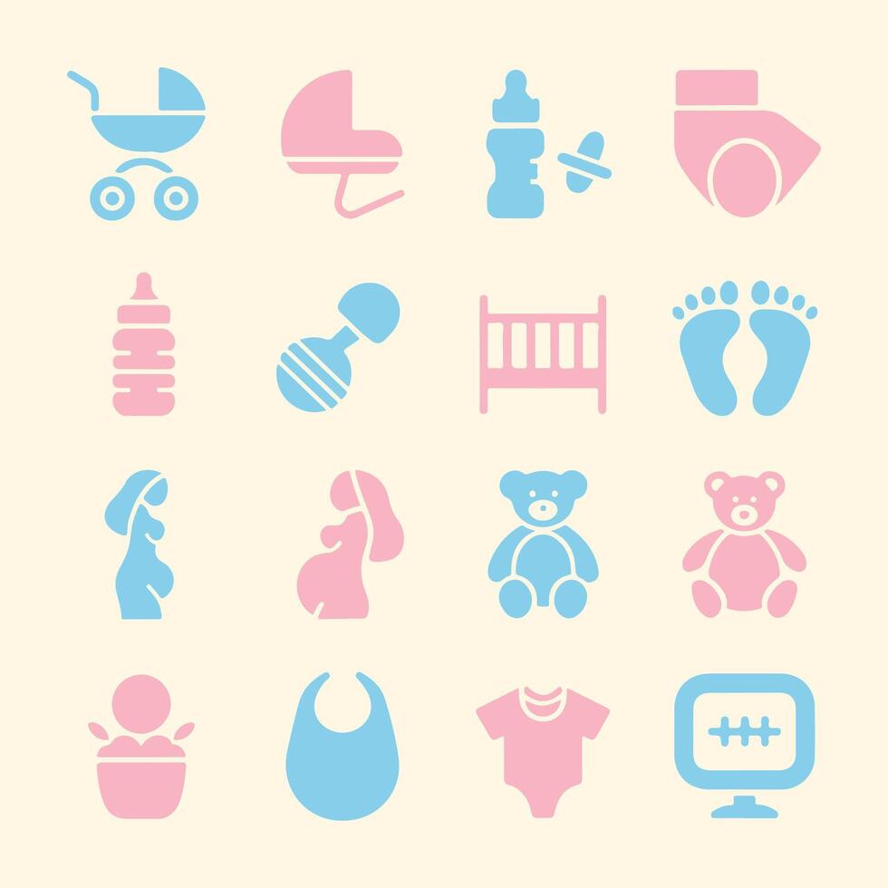 Modern Parenthood and Infant Icons for Apps and Websites vector