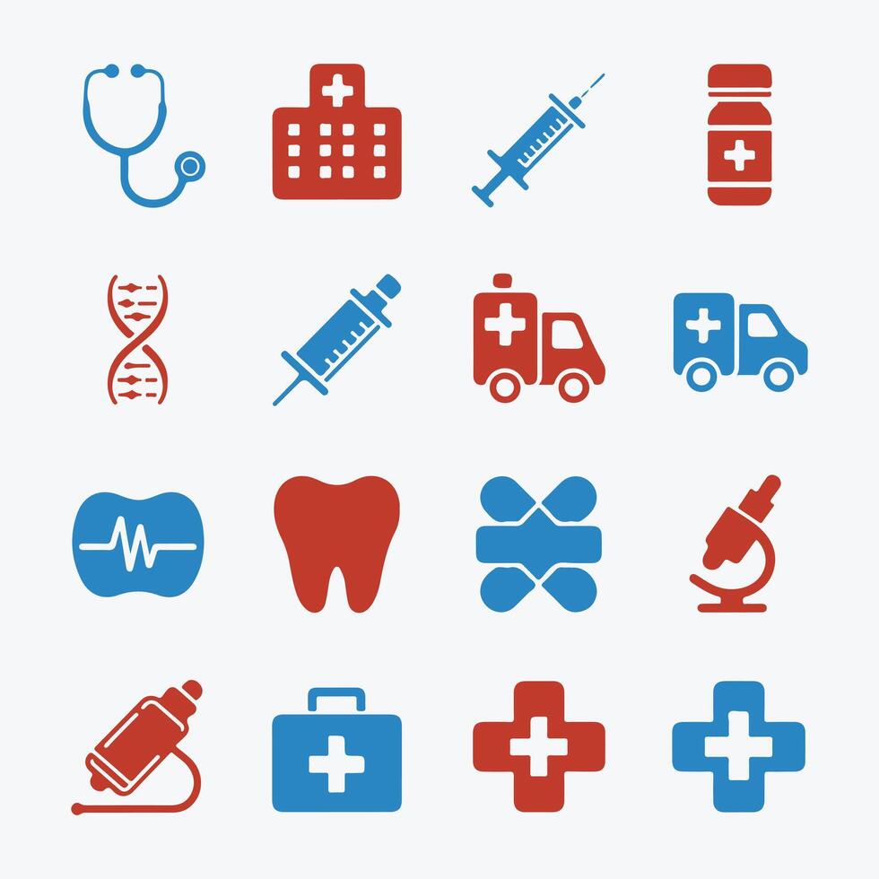 Essential Healthcare and Medical Icons for Apps and Websites vector