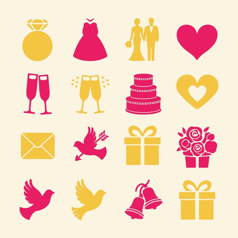 Romantic Love and Marriage Icons for Apps and Websites vector
