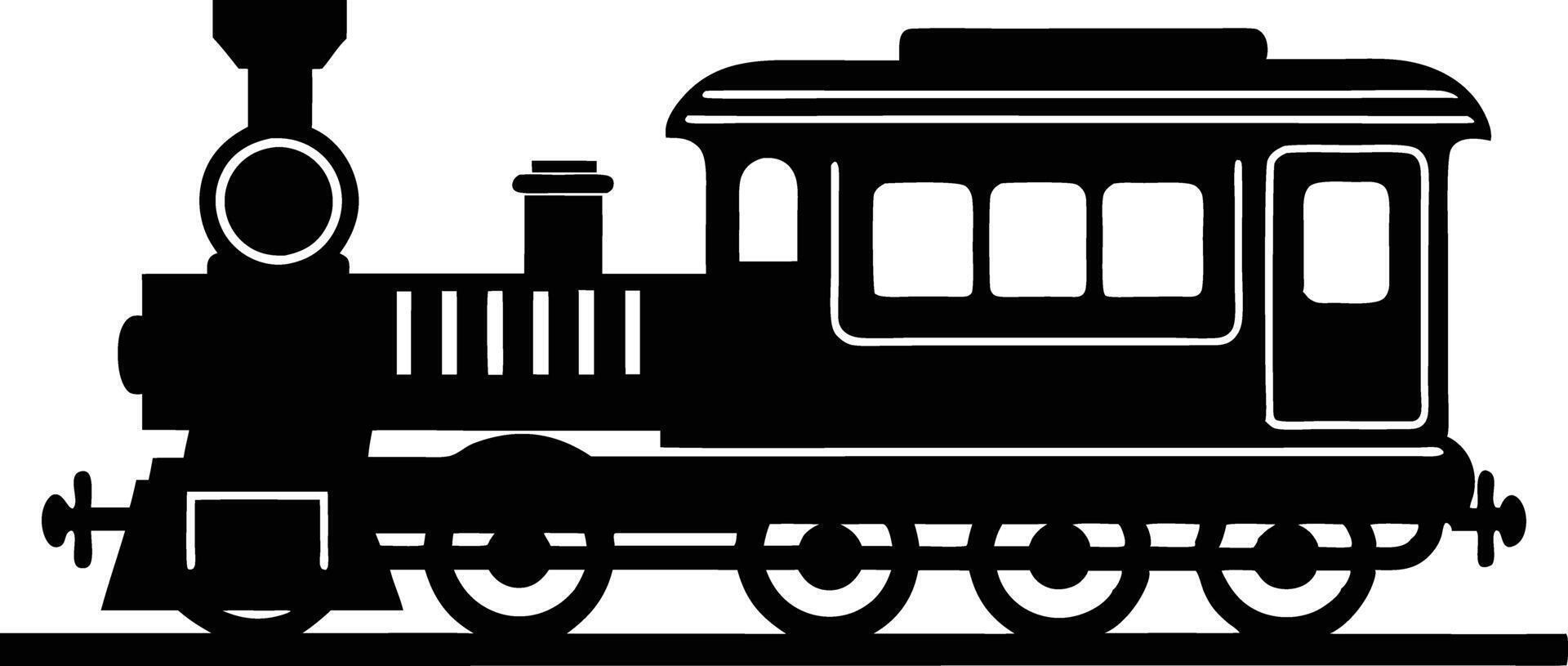 A black and white train on a white background vector