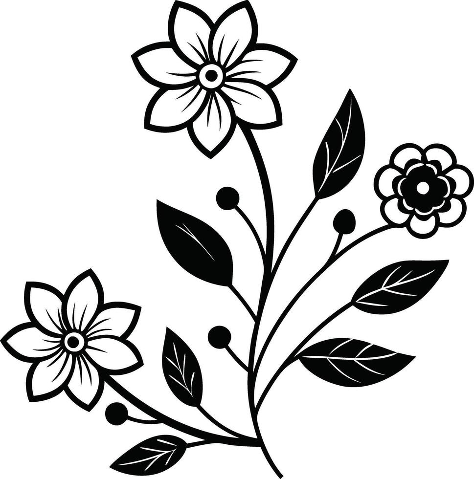 Black and white flowers clip art 57050425 Vector Art at Vecteezy