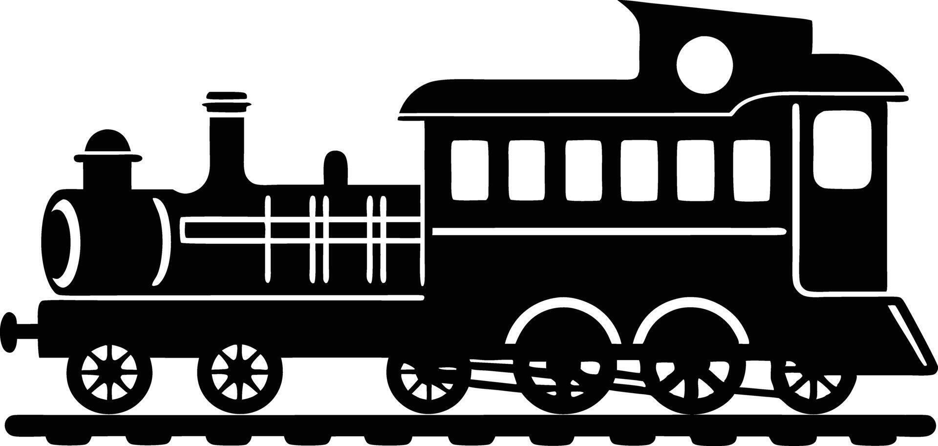 A black and white silhouette of a train vector