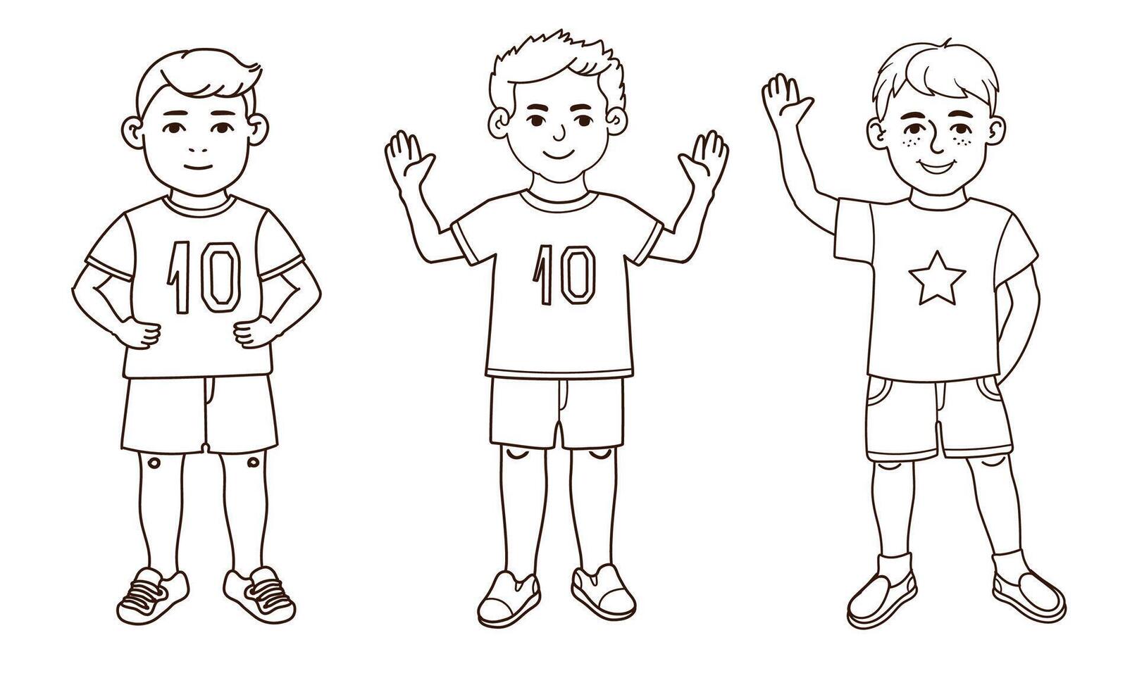 Outline Set of Illustration of Boys Isolated on White Background vector