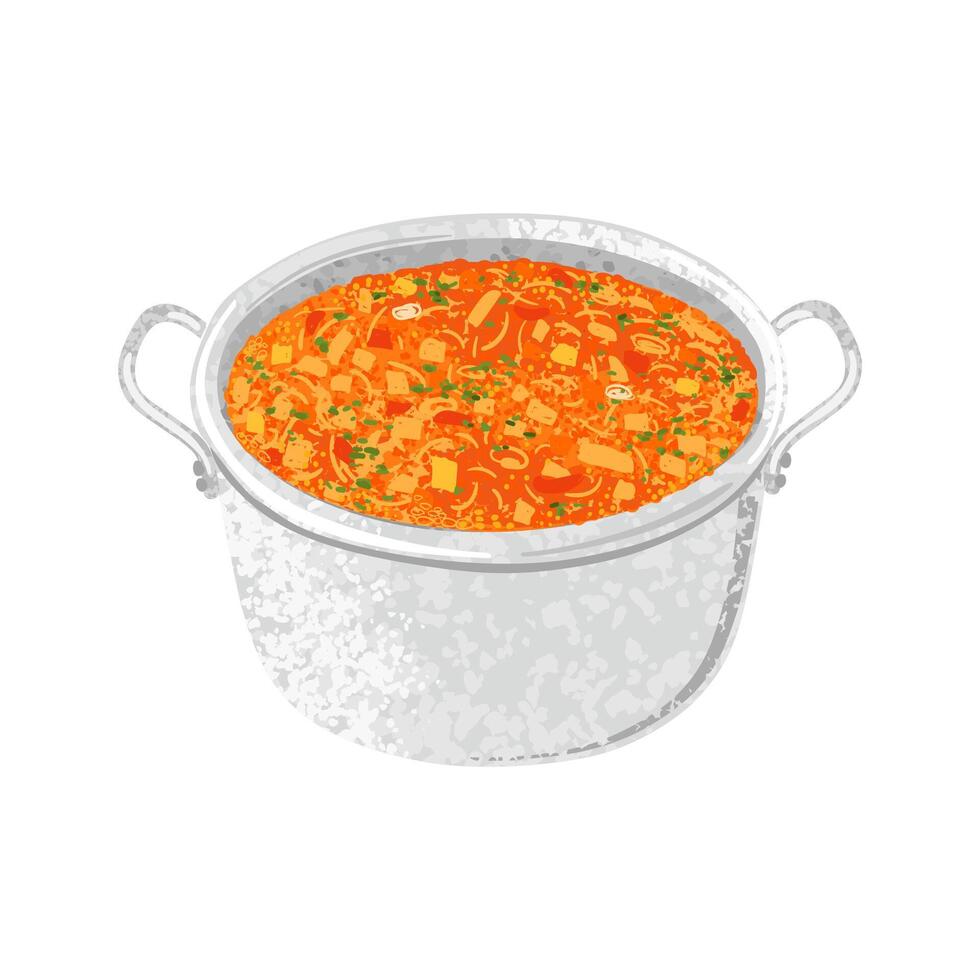 Colorful Illustration of Pot of Soup Isolated on White Background vector