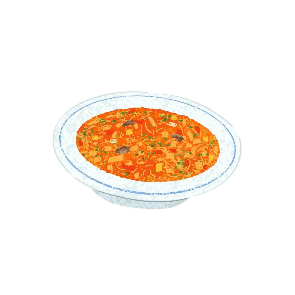 Colorful Illustration of Bowl of Soup Isolated on White Background vector