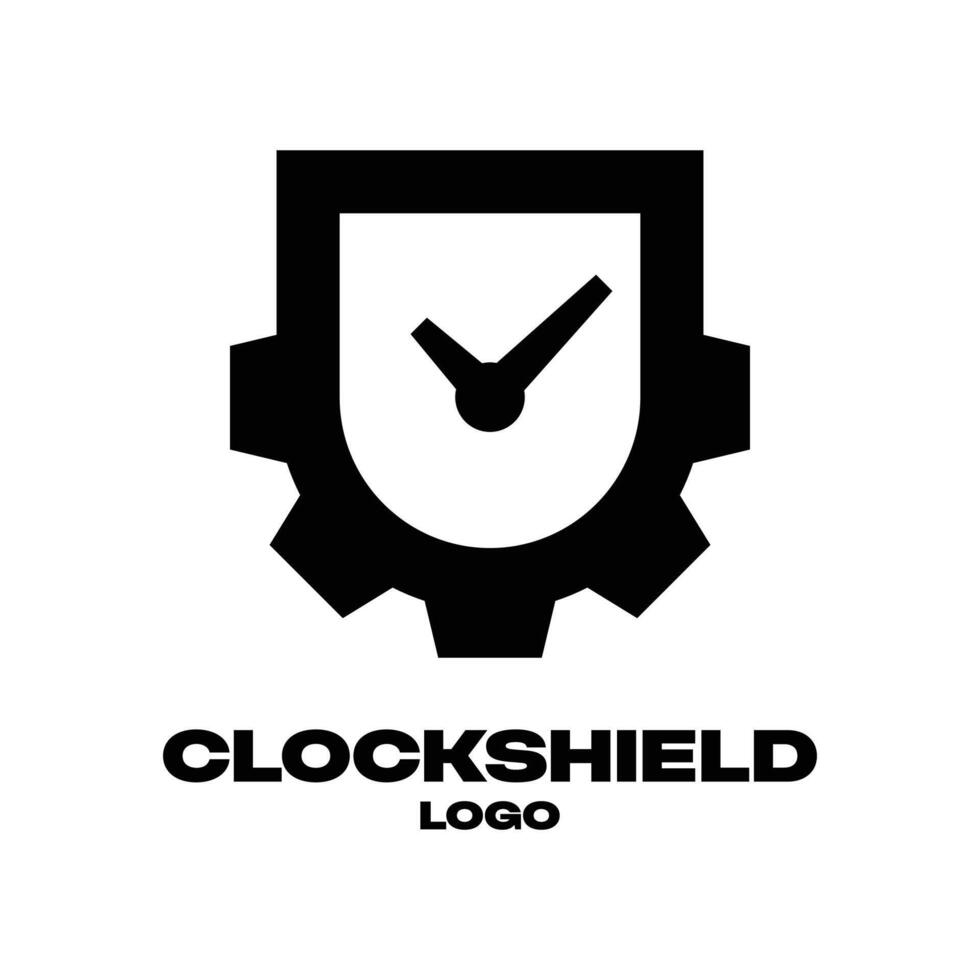 Clock shield logo vector