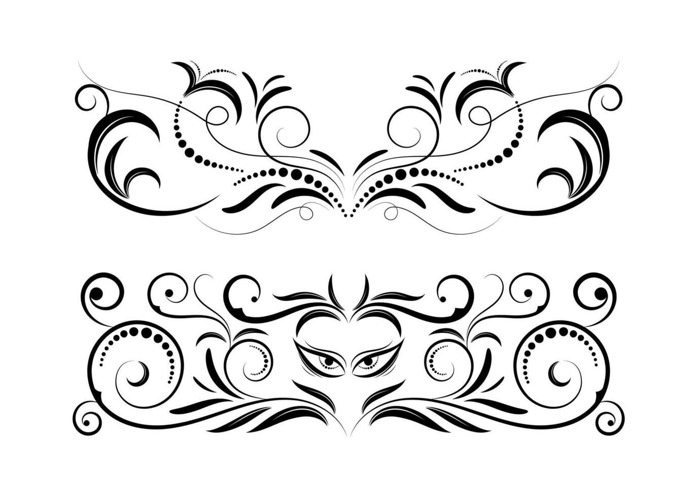 Floral elements design, luxury ornamental graphic element border on black colour. vector