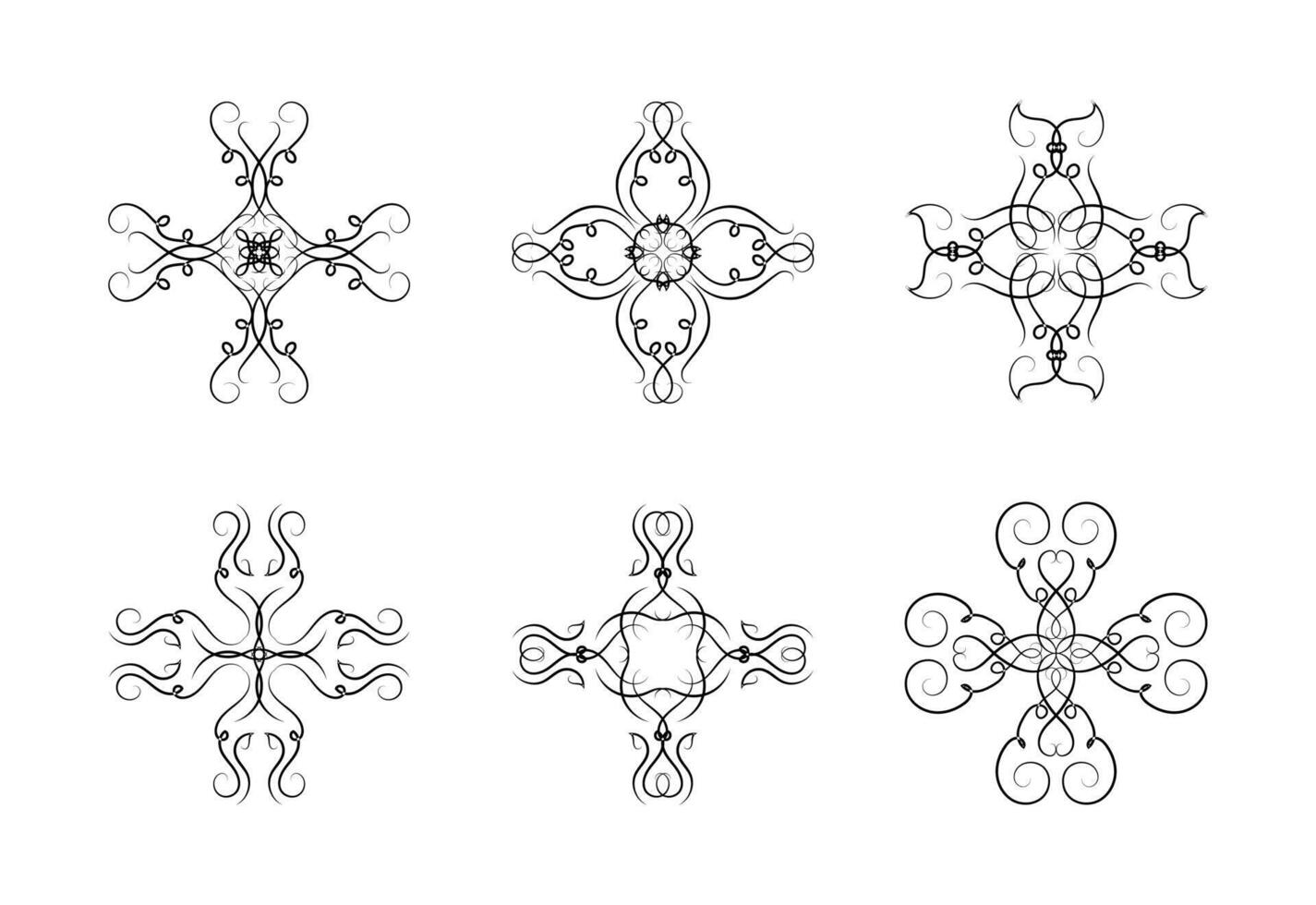 Borders Elements Set Collection Art Ornament Design on Black and White Colour vector