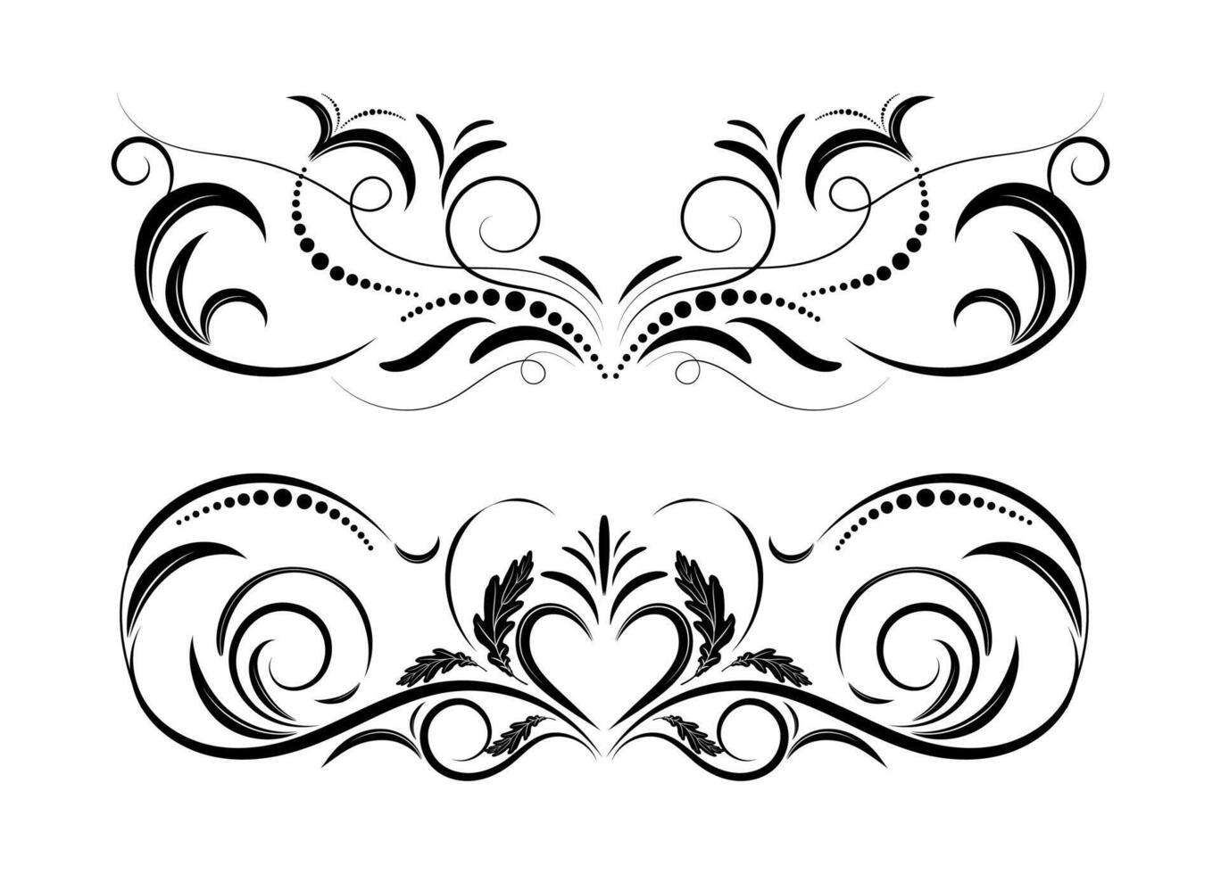 Floral elements design, luxury ornamental graphic element border on white background. vector