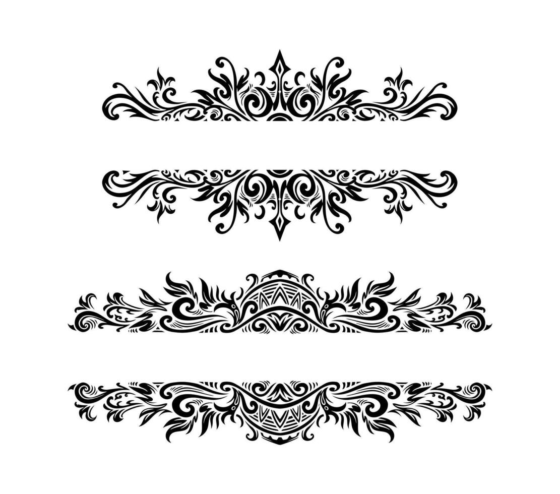 Ornament floral design element for frame, border, and wedding with vintage style on black and white colour. vector