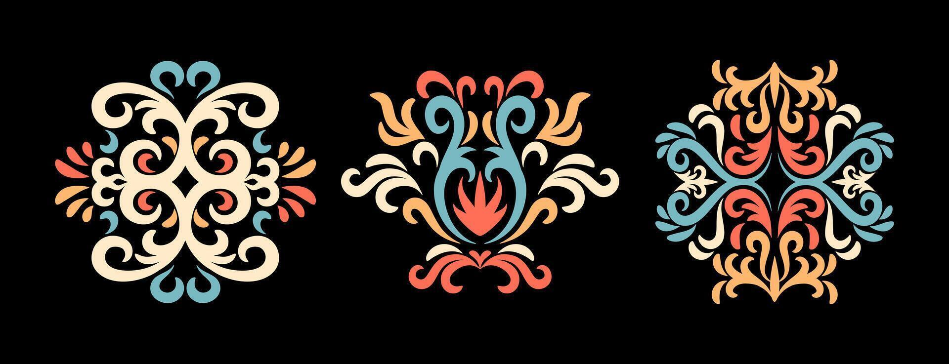 oriental damask pattern art vector