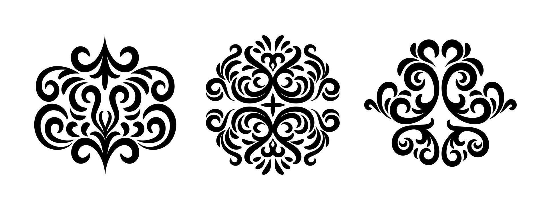oriental damask pattern on white background vector