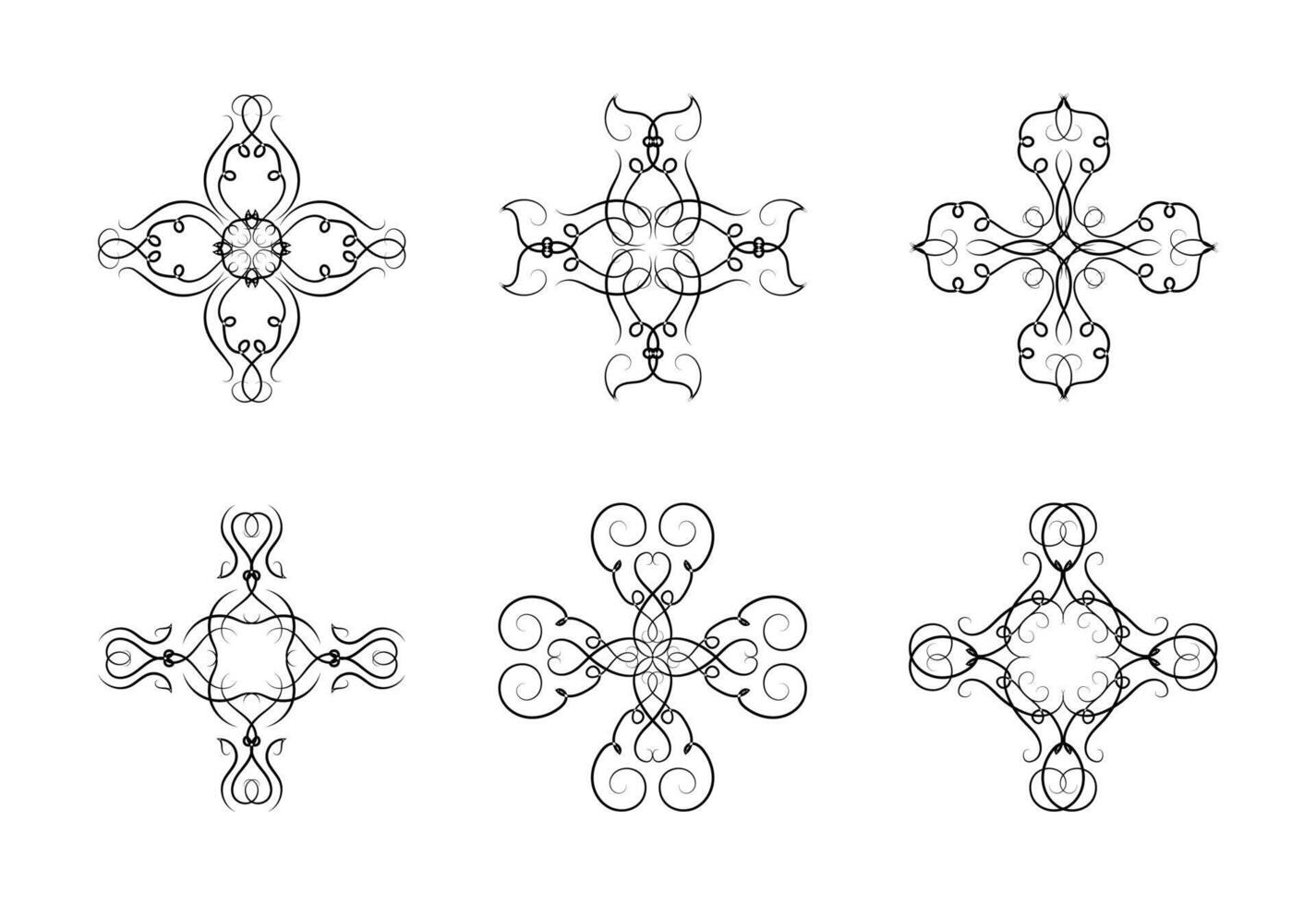 Borders Elements Set Collection Art Ornament Design on Black Colour vector