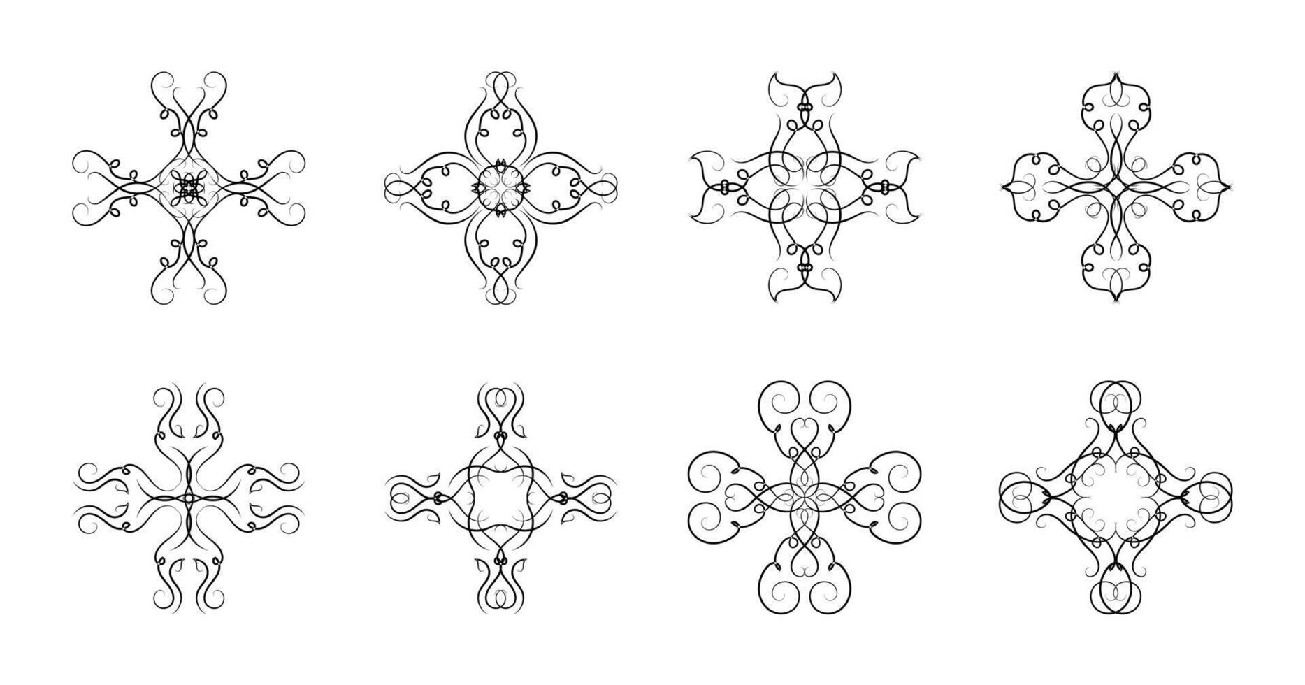 Borders Elements Set Collection on Black Colour vector