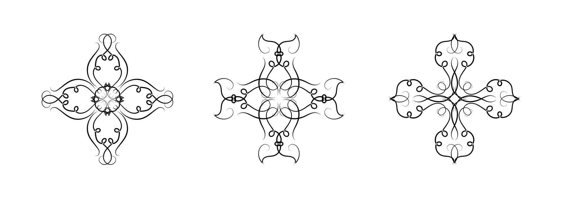 Borders Elements Set Collection Art Ornament on Black Colour vector