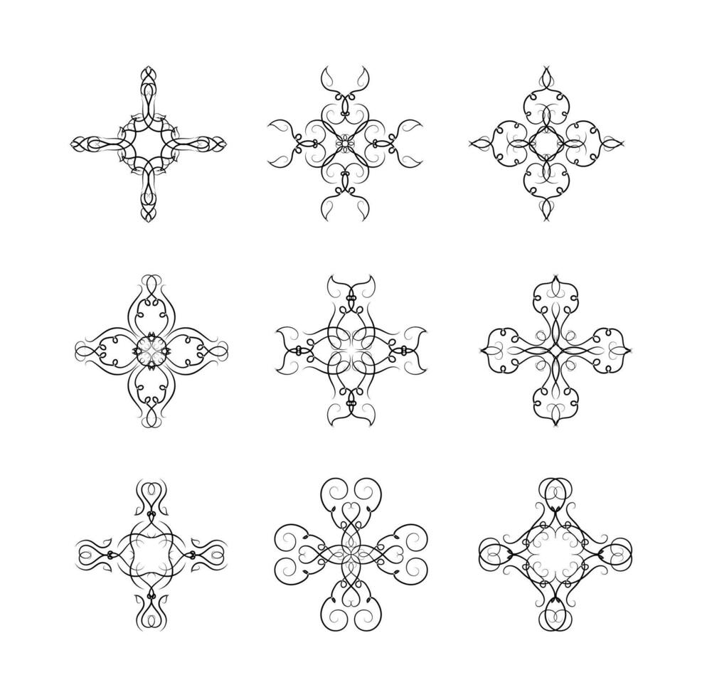 Borders Elements Set Collection Art Ornament Design Vintage vector